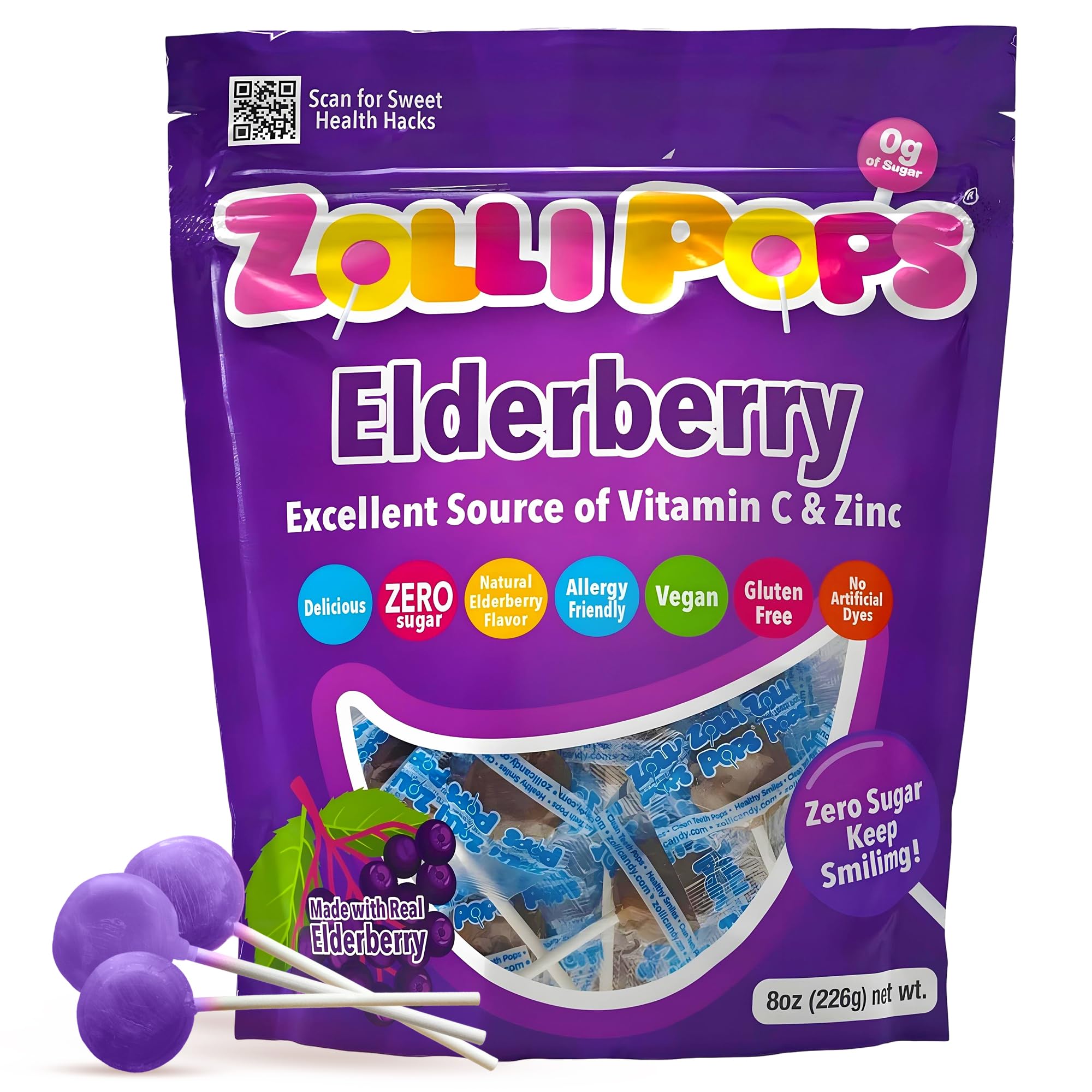 Amazon.com : Zollipops Elderberry Lollipops, Sugar Free Candy with